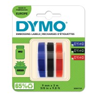 DYMO 3D Juostelės Mechaniniams Etikečių Spausdintuvams 9mm x 3m / raudona/mėlyna/juoda (S0847750)