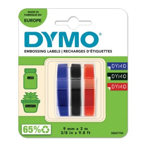 DYMO 3D Juostelės Mechaniniams Etikečių Spausdintuvams 9mm x 3m / raudona/mėlyna/juoda (S0847750) - S0847750