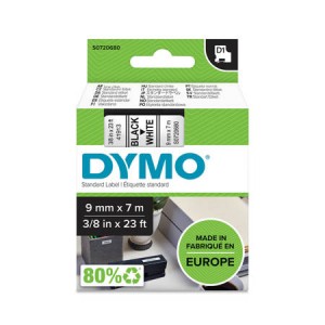 DYMO D1 Juostelė 9mm x7m / juodas ant baltos (40913 / S0720680) - S0720680