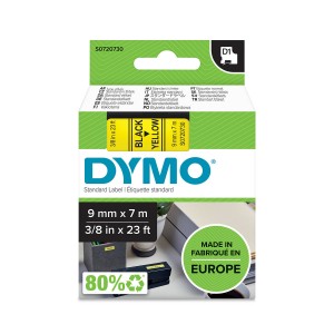 DYMO D1 Juostelė 9mm x7m / juodas ant geltonos (40918 / S0720730) - S0720730