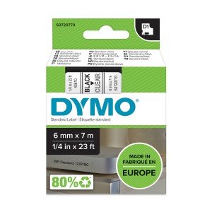 DYMO D1 Juostelė 6mm x7m / juodas ant skaidrios (43610 / S0720770) - S0720770