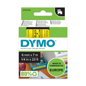 DYMO D1 Juostelė 6mm x7m / juodas ant geltonos (43618 / S0720790) - S0720790