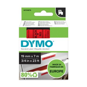 DYMO D1 Juostelė 19mm x7m / juodas ant raudonos (45807 / S0720870) - S0720870