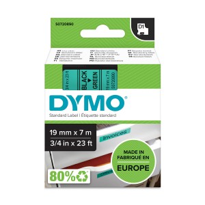 DYMO D1 Juostelė 19mm x7m / juodas ant žalios (45809 / S0720890) - S0720890