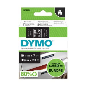 DYMO D1 Juostelė 19mm x7m / baltas ant juodos (45811 / S0720910) - S0720910