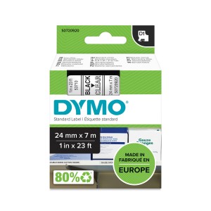 DYMO D1 Juostelė 24mm x7m / juodas ant skaidrios (53710 / S0720920) - S0720920