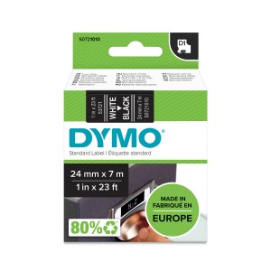 DYMO D1 Juostelė 24mm x7m / baltas ant juodos (53721 / S0721010) - S0721010