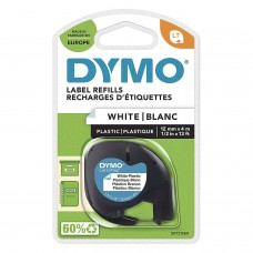 DYMO LetraTag Plastikinė Juostelė 12mm x 4m / juodas ant baltos (S0721560 / S0721660) – 10 vnt.
