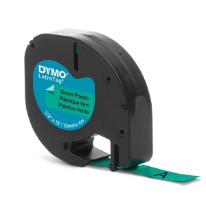 DYMO LetraTag Plastikinė Juostelė 12mm x 4m / juodas ant žalios (S0721590)