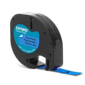 DYMO LetraTag Plastikinė Juostelė 12mm x 4m / juodas ant mėlynos (S0721600)