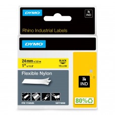 DYMO Rhino Nailono Juostelė lanksti 24mm x 3.5m / juodas ant geltonos / lanksti (1734525)