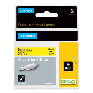 DYMO Rhino Termo vamzdelis 9mm x 1.5m / juodas ant geltonos (18054) - 18054