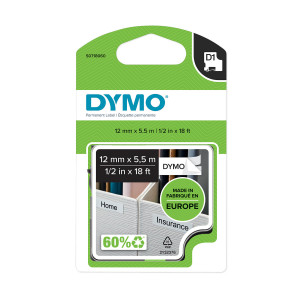 DYMO D1 Durable Poliesterio Juostelė 12mm x 5.5m / juodas ant baltos (S0718060 / 16959) - S0718070