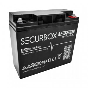 AGM „Securbox 18-12i“ 12 V, 18 Ah akumuliatorius, skirtas UPS, apšvietimui, žaislams, valtims, telekomunikacijoms
