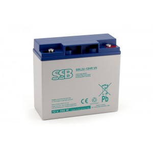 AGM SSB SBL22-12HR V0 12 V 22 Ah M5 galingas akumuliatorius, skirtas UPS, avarinio maitinimo sistemoms, signalizacijos sistemoms ir medicinos prietaisams