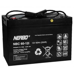 Akumuliatorius NERBO NBC 60-12i 12V 60Ah - AGM  nereikalauja priežiūros cikliniam veikimui