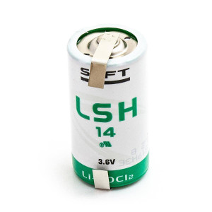 Baterija ličio Saft LSH14CNR, LSH 14 CNR 3.6V Li-SOCl2 UM2 R14 C, išdėstymas U