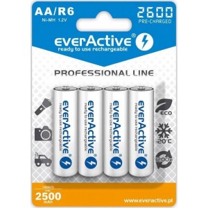 Įkraunamos Baterijos AA / R06 everActive NiMH 1,2V 2600 mAh ready to use 4B - EVHRL6-2600