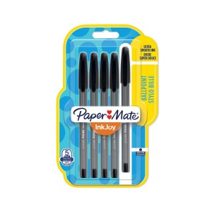 Paper Mate InkJoy 100ST 0.7MM juodos spalvos tušinukai su dangteliais 5 vnt. - 1956729
