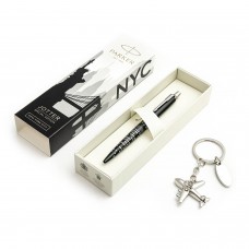 Parker Jotter Global Icons New York Tušinukas su raktų pakabuku lėktuvas su graviravimu