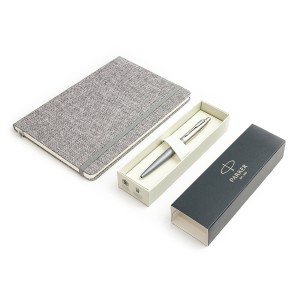Parker Jotter XL Alexandra Matte Grey Tušinukas su pilka A5 formato užrašų knygele