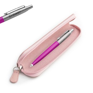 Dovanų rinkinys: „Parker Jotter Magenta“ tušinukas su rožiniu dėklu ir graviūra su graviravimu