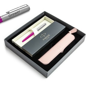 Parker Jotter Originals tušinukas (M), magenta spalvos, su graviravimu / dėklas / dovanų rinkinys Parker Jotter Originals tušinukas (M), magenta spalvos, su graviravimu / dėklas / dovanų rinkinys