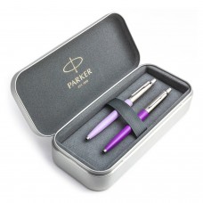 Parker Jotter Originals Lilac ir Purple Tušinukų dovanų rinkinys su metaliniu dėklu