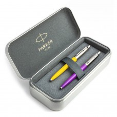 Parker Jotter Originals Sunshine Yellow ir Purple Tušinukų dovanų rinkinys su metaline dėžute Parker Jotter Originals Sunshine Yellow ir Purple Tušinukų dovanų rinkinys su metaline dėžute
