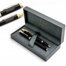 Parker IM Black GT plunksnakotis ir tušinukas su graviravimu elegantiškoje dėžutėje
