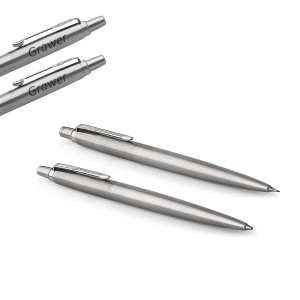 Parker Jotter nerūdijančio plieno pieštukų ir rašiklių rinkinys CT su graviravimu