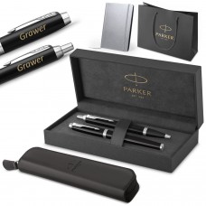Parker plunksnakotis ir tušinukas IM Black CT rinkinys su graviravimu / dėklas, užrašų knygutė ir rankinė dovanų rinkinys Parker plunksnakotis ir tušinukas IM Black CT rinkinys su graviravimu / dėklas, užrašų knygutė ir rankinė dovanų rinkinys