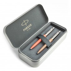 Parker Jotter Originals Coral ir Beige dovanų rinkinys su metaliniu dėklu