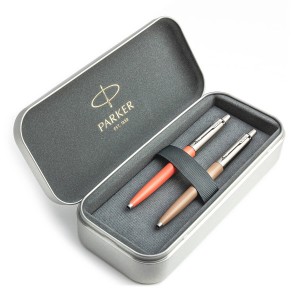 Parker Jotter Originals Coral ir Beige dovanų rinkinys su metaliniu dėklu