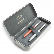 Parker Jotter Originals Coral ir Pearl rašiklių dovanų rinkinys su metaliniu dėklu