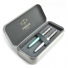 Parker Jotter Originals Mint ir Pearl rašiklių dovanų rinkinys su metaliniu dėklu