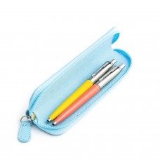 Parker Jotter Originals Yellow ir Coral tušinukų dovanų rinkinys su mėlynu dėklu