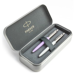 Parker Jotter Originals Lilac ir Pearl Tušinukų dovanų rinkinys su metaliniu dėklu Parker Jotter Originals Lilac ir Pearl Tušinukų dovanų rinkinys su metaliniu dėklu