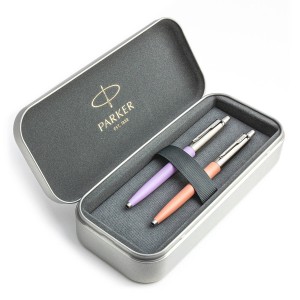 Parker Jotter Originals Lilac ir Powder Pink Tušinukų dovanų rinkinys su metaliniu dėklu Parker Jotter Originals Lilac ir Powder Pink Tušinukų dovanų rinkinys su metaliniu dėklu