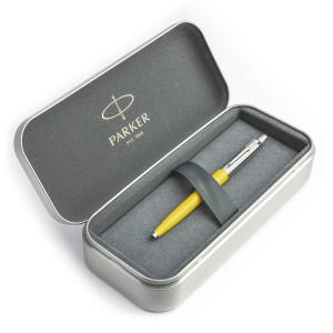 Parker Jotter Originals Yellow Tušinuko dovanų rinkinys metalinėje dėžutėje