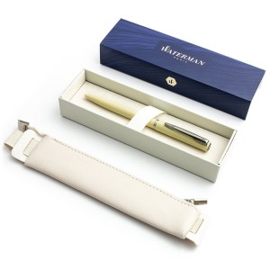 Waterman Allure Pastel Yellow Tušinuko rinkinys su kreminės spalvos dėklu