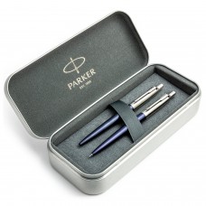 Parker Jotter Royal Blue CT pieštuko ir pieštukų rinkinys metalinėje dėžutėje