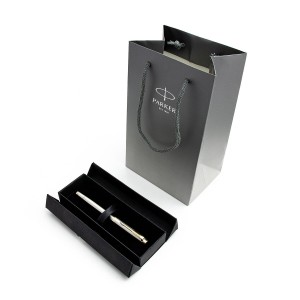 Parker IM Brushed Metal GT tušinukų rinkinys pilkoje dėžutėje su juostele ir dovanų maišeliu Parker IM Brushed Metal GT tušinukų rinkinys pilkoje dėžutėje su juostele ir dovanų maišeliu