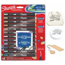 „Sharpie“ akriliniai žymekliai, žemės spalvų, 12 vnt. + priedai: knygų žymeklis, maišelis, raktų pakabukas