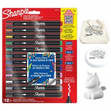 „Sharpie“ akriliniai žymekliai, 12 spalvų + priedai: knygų žymeklis, maišelis, raktų pakabukas