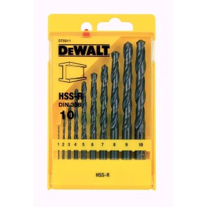 HSS-G DIN 338 1-10 mm metalo grąžtų rinkinys 10 vnt. DeWalt DT5911-QZ HSS-G DIN 338 1-10 mm metalo grąžtų rinkinys 10 vnt. DeWalt DT5911-QZ
